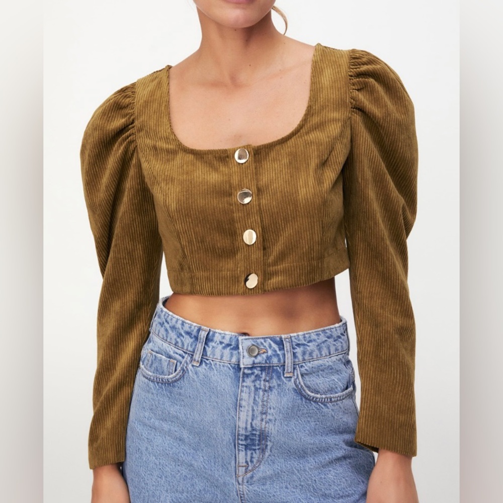 Zara Corduroy Long Sleeve Crop Top Size Small (WORN ONCE)